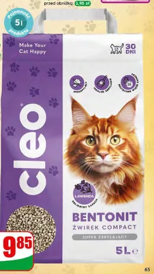 Żwirek dla kota bentonitowy lawendowy Cleo promocja w Dino