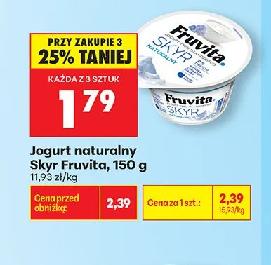 Jogurt naturalny Skyr Fruvita promocja w Biedronka