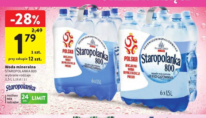 Woda mineralna Staropolanka 800 promocja w Intermarche