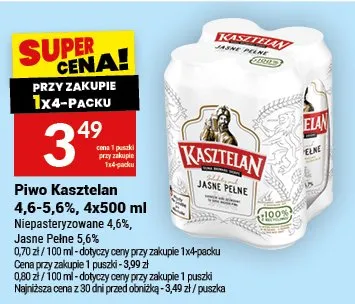 Piwo Kasztelan Jasne Pełne 5,6% promocja w Twój Market