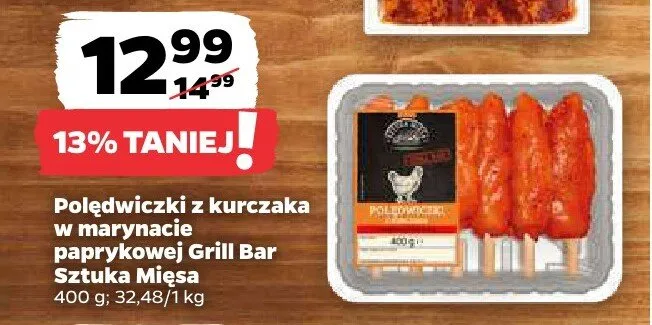 Polędwiczki z kurczaka w marynacie paprykowej Grill Bar Sztuka Mięsa promocja w Netto