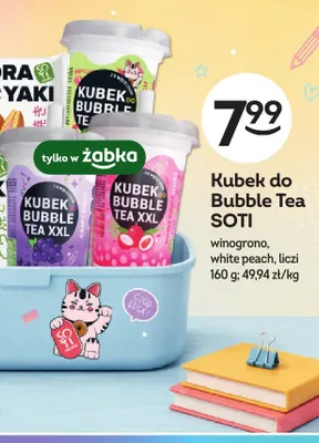Kubek do Bubble Tea SOTI white peach promocja w Żabka