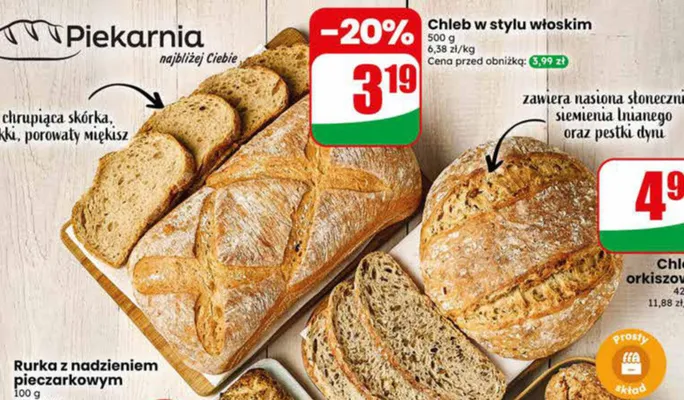 Chleb w stylu włoskim promocja w Dino