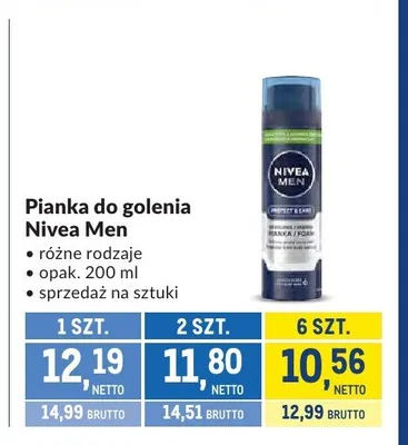 Pianka do golenia Nivea Men Protect & Care promocja w Makro