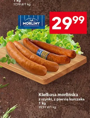 Kiełbasa morlińska z szynki, z piersią kurczaka promocja w LEWIATAN
