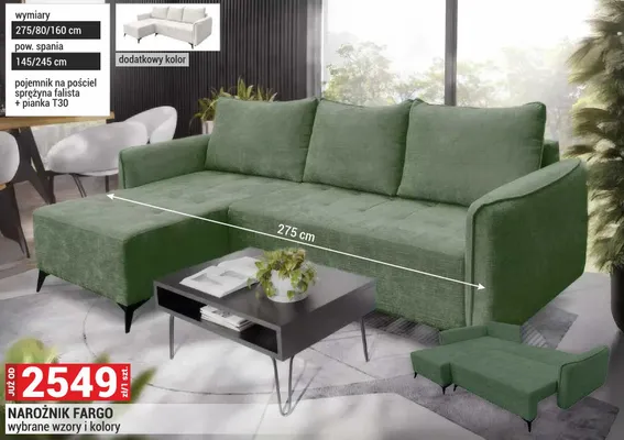 NAROŻNIK FARGO wybrane wzory i kolory promocja w Merkury Market