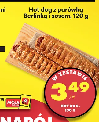 Hot dog z parówką Berlinką i sosem promocja w Biedronka