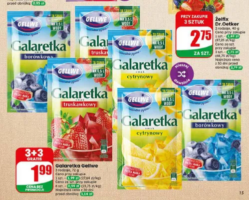 Galaretka o smaku borówkowym Gellwe promocja w Dino