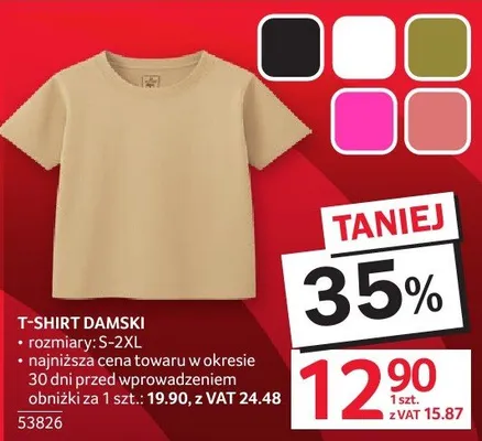 T-shirt damski rozmiary S-2XL promocja w Selgros
