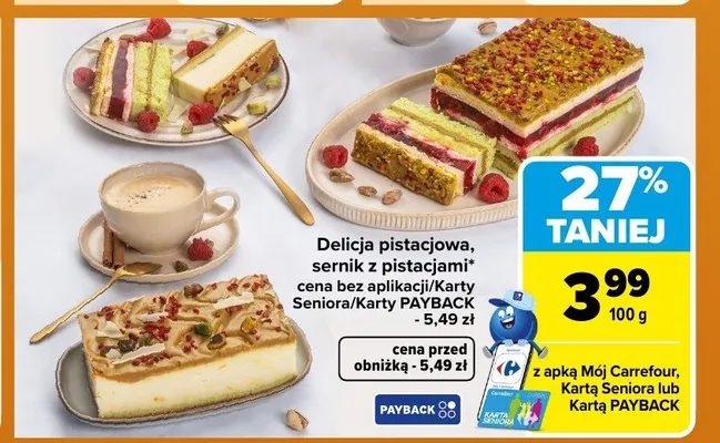 Sernik z pistacjami promocja w Carrefour Market