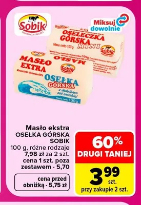 Masło ekstra Osełka Górska Sobik promocja w Carrefour Market