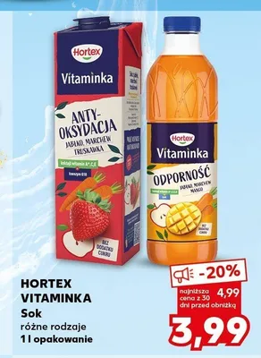 Sok Hortex Vitaminka Antyoksydacja Jabłko Marchew Truskawka promocja w Kaufland