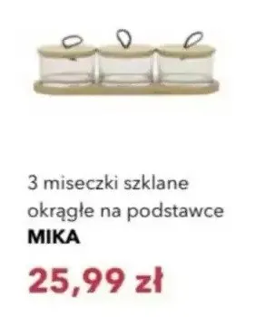 3 miseczki szklane okrągłe na podstawce Mika promocja w Nela