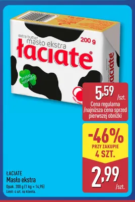 Masło ekstra Łaciate promocja w Aldi