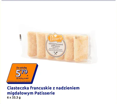 Ciasteczka francuskie z nadzieniem migdałowym Patisserie promocja w Action