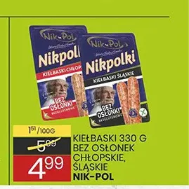 Kiełbaski bez osłonek chłopskie Nik-Pol promocja w Wafelek