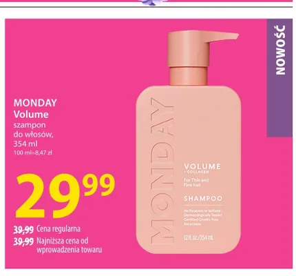 Szampon do włosów Monday Volume promocja w Hebe
