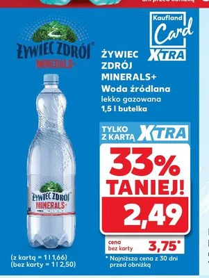 Woda źródlana lekko gazowana Żywiec Zdrój Minerals+ promocja w Kaufland