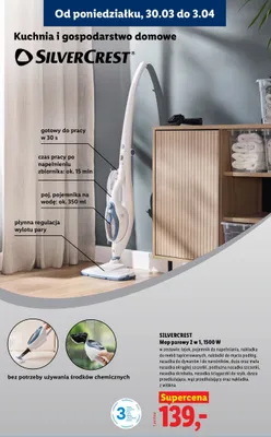 Mop parowy 2w1, 1500 W promocja w Lidl