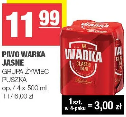 Piwo Warka jasne promocja w SPAR