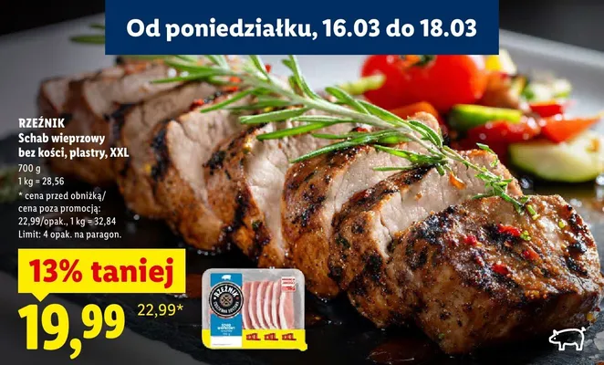 Schab wieprzowy bez kości, plastry, XXL promocja w Lidl