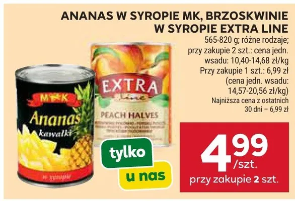 Ananas w syropie, brzoskwinie w syropie promocja w Stokrotka