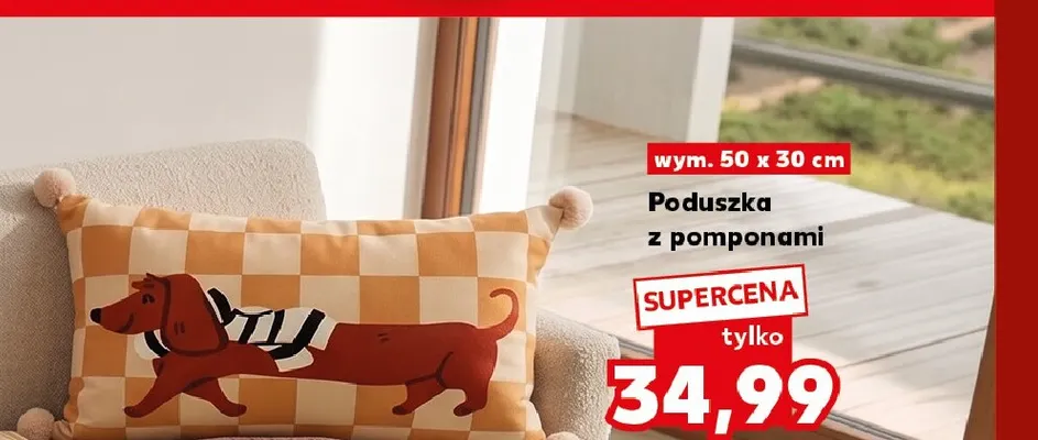 Poduszka z pomponami 50x30 cm promocja w Kaufland