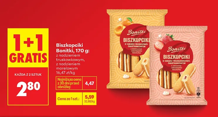 Biszkopciki z nadzieniem morelowym promocja w Biedronka