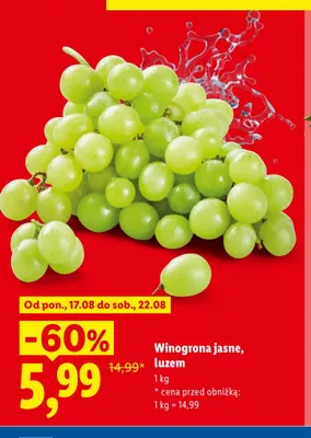 Winogrona jasne luzem promocja w Lidl