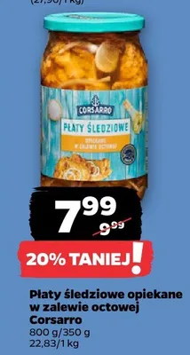 Płaty śledziowe opiekane w zalewie octowej Corsarro promocja w Netto