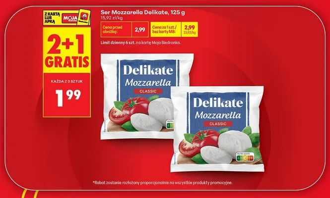 Ser Mozzarella Delikate Classic promocja w Biedronka