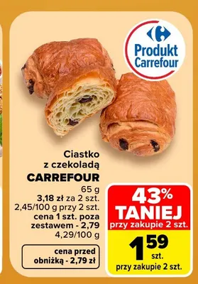 Ciastko z czekoladą Carrefour promocja w Carrefour