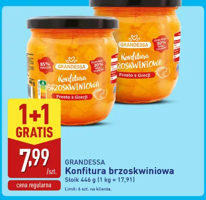 Konfitura brzoskwiniowa Grandessa promocja w Aldi