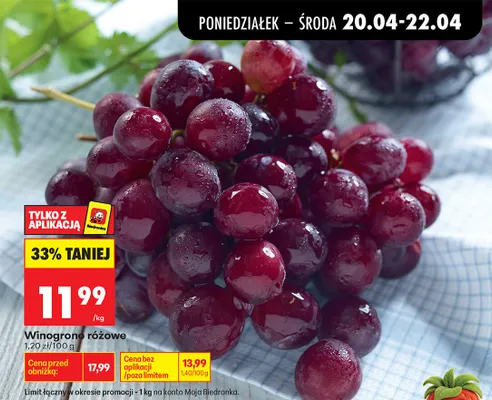 Winogrona różowe promocja w Biedronka