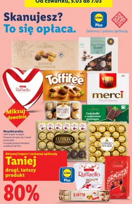 Praliny drugi produkt -80% promocja w Lidl