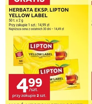 Herbata ekspresowa Lipton Yellow Label promocja w Stokrotka