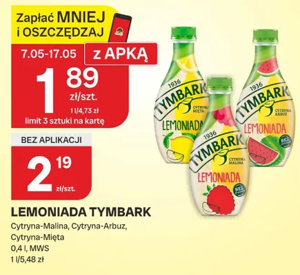 Lemoniada Tymbark Cytryna-Mięta promocja w Chorten