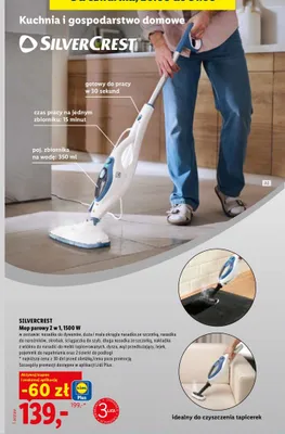 Mop parowy Silvercrest 2 w 1 1500W promocja w Lidl