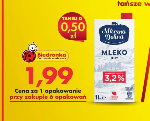 Mleko UHT 3,2% promocja w Biedronka
