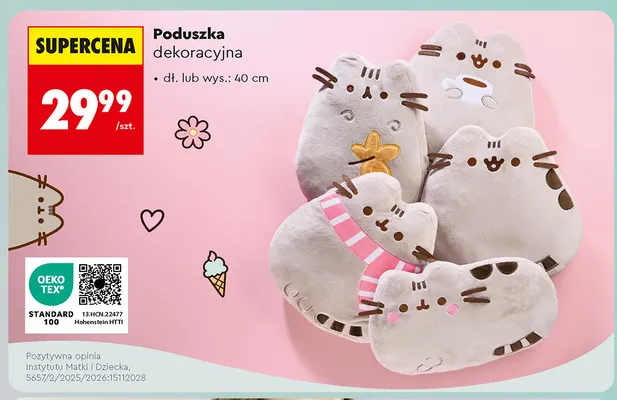 Poduszka dekoracyjna Pusheen 40 cm promocja w Biedronka