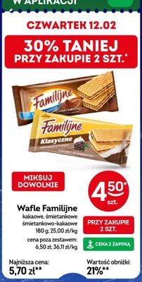 Wafle Familijne śmietankowo-kakaowe promocja w Żabka