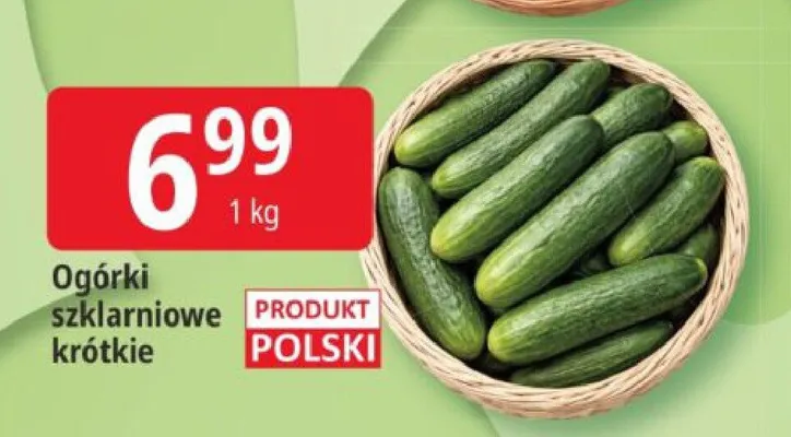 Ogórki szklarniowe krótkie promocja w Leclerc