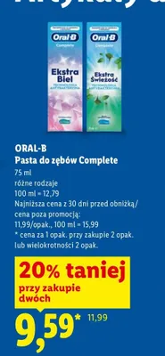 Pasta do zębów Oral-B Complete Ekstra Świeżość promocja w Lidl