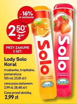 Lody Solo Koral pomarańcza promocja w Żabka