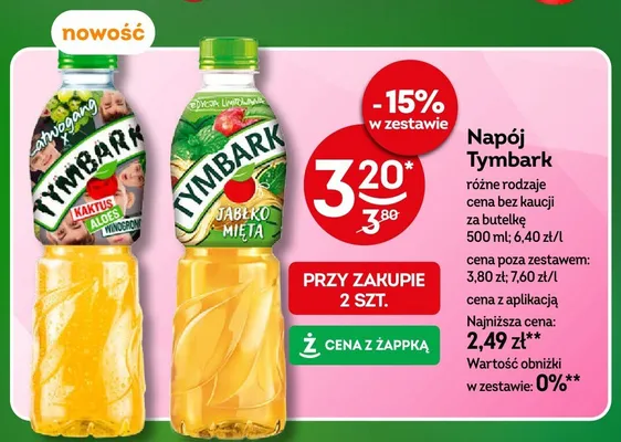 Napój Tymbark Kaktus Aloes Winogrono promocja w Żabka