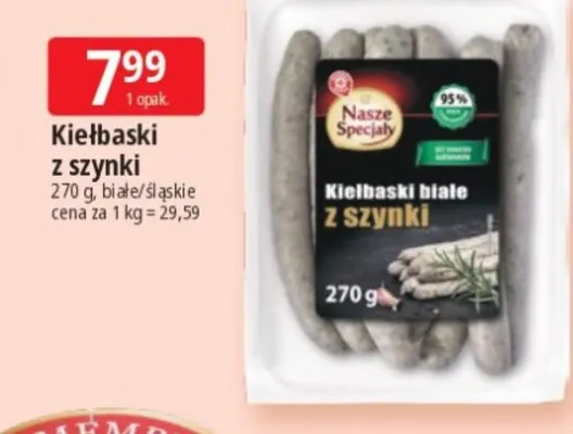 Kiełbaski śląskie z szynki Nasze Specjały promocja w Leclerc