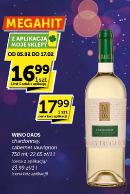 Wino Daos chardonnay, cabernet sauvignon promocja w Euro Sklep