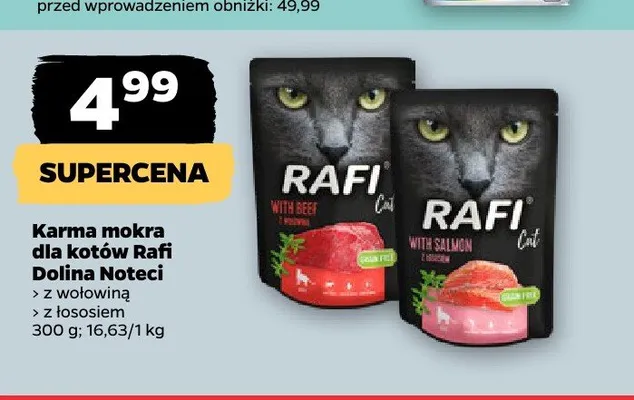 Karma mokra dla kotów Rafi Dolina Noteci z łososiem promocja w Netto