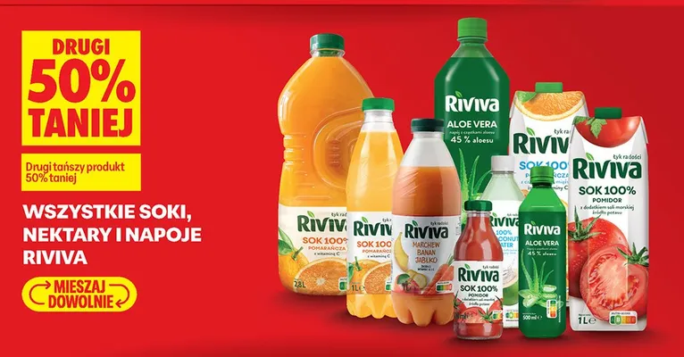 Wszystkie soki, nektary i napoje DRUGI -50% promocja w Biedronka