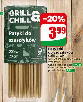 Patyczki do szaszłyków Grill & Chill 20cm promocja w Dino